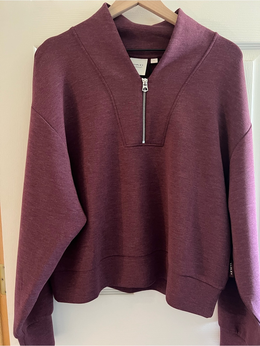 Varley Plum Davidson Sweat-Zip Pullover L